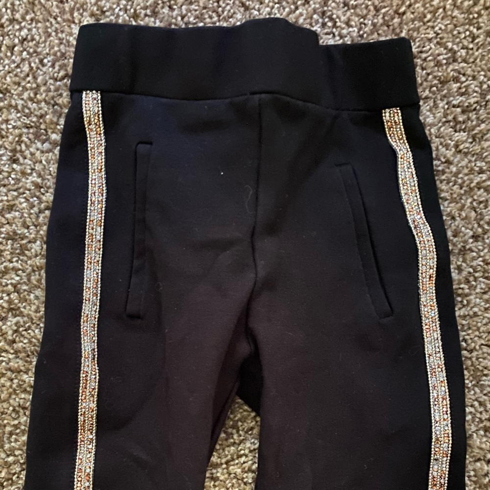 Zara Kids Girls size 7 black pants with bling stripe trouser